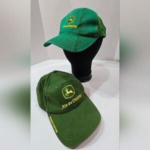 John Deere Caps Lot of 2 One Green Mens One Green Womens READ